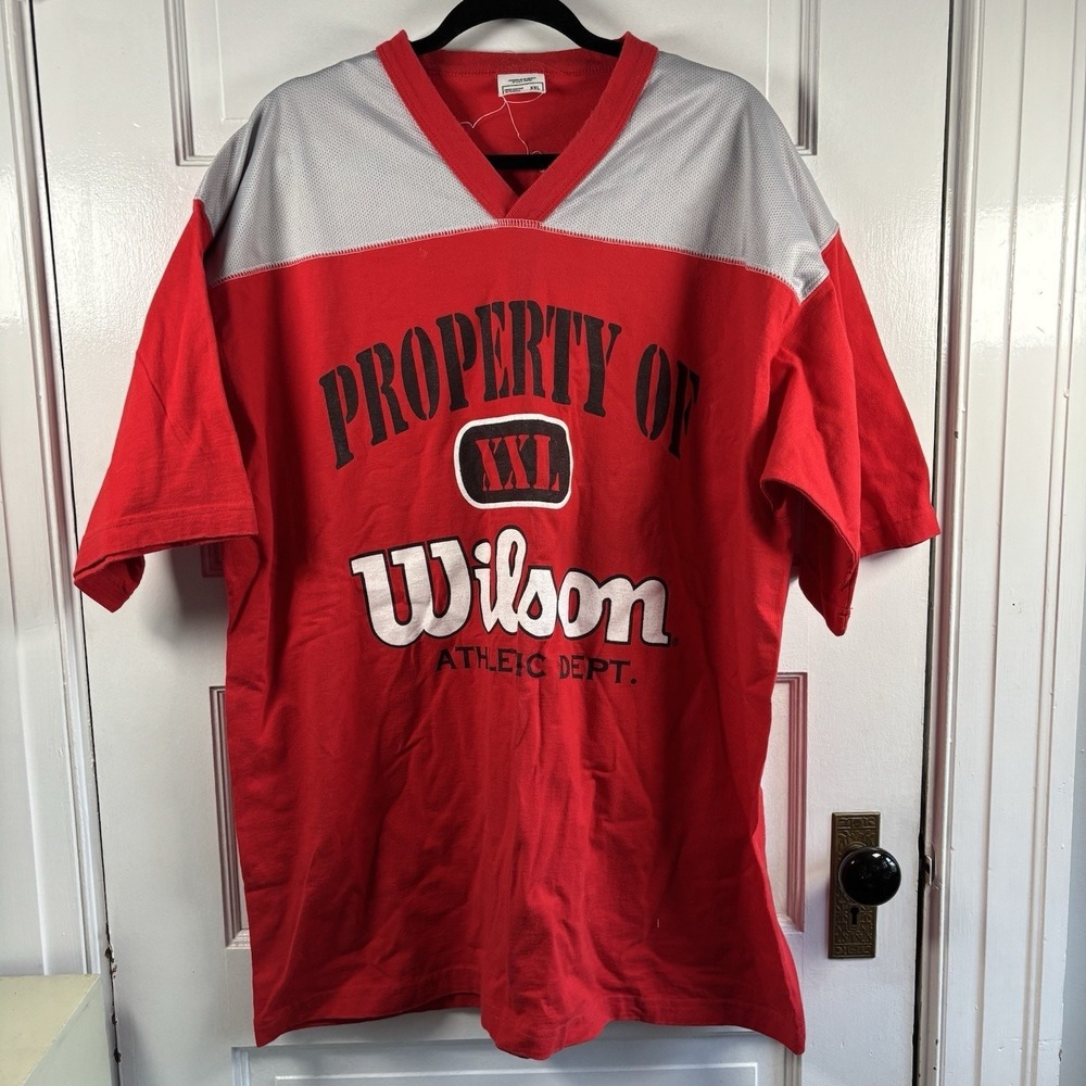 Vintage 90s Iconic Property Of Wilson Athletic Dept Football Jersey Red Size XXL